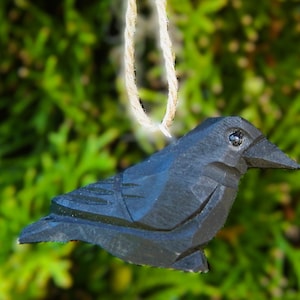 Black Raven Wooden Figurine | Hand Carved Crow Bird Sculpture - Etsy