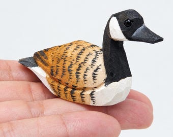 Canada Goose Wooden Figurine | Hand Carved Bird Collectible Decor