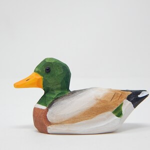 Mallard Duck Wooden Figurine | Hand-Carved Bird Rustic Decor Gift