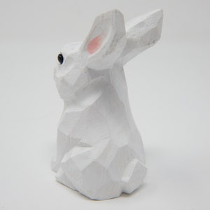 Rabbit, Bunny, Hare Miniature Wooden Figurine Statue Carving Handmade Decor Animals Ornament Small Animals image 5