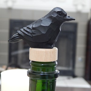 Raven Black Bird Crow Wine Stopper Handmade Reusable Bottle Plug Saver Cap Sealer Decorative Accessory