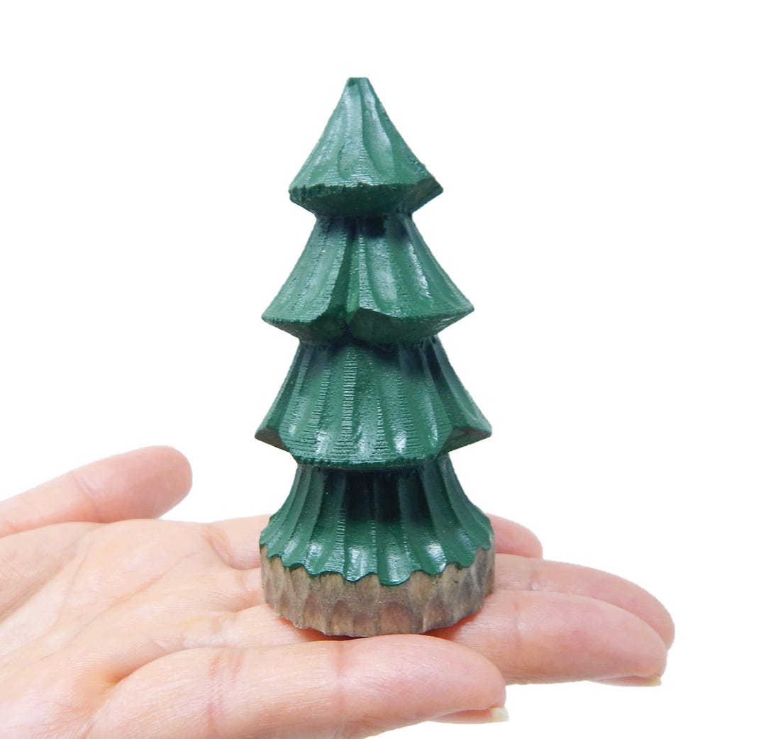 Wooden Christmas Tree Figurine | Hand-carved Rustic Holiday Decor - Etsy