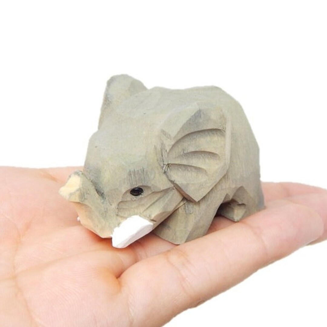 Elephant Figurine Small Handmade Wood Carving Home Decor Gift Etsy