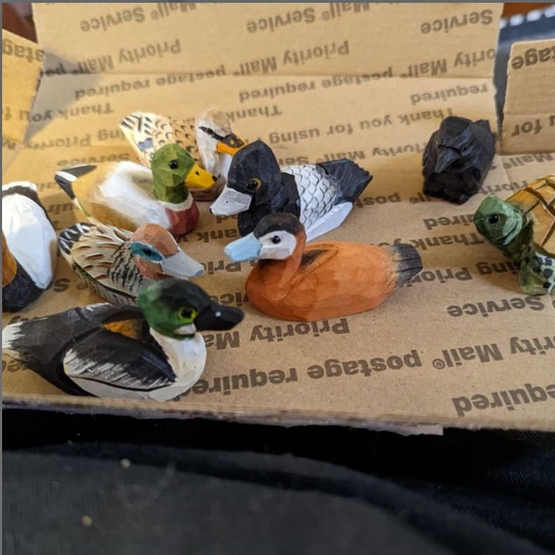 Mallard Duck Wooden Figurine | Hand-Carved Bird Rustic Decor Gift