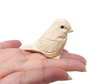 Bird - Small Unfinished DIY Wood Figurine - Decoy Pet, Blank Craft, Hand Carved, Decoration, Miniature Animal