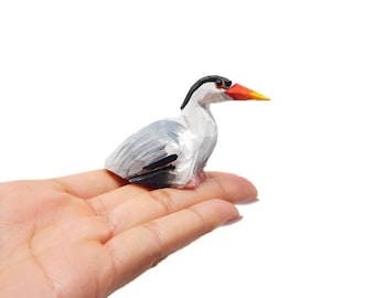 Figura de cigüeña de madera hecha a mano: Estatua decorativa en miniatura de pájaro, grulla y garza.