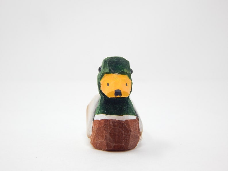 Mallard Duck Wooden Figurine | Hand-Carved Bird Rustic Decor Gift