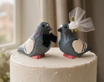 Pigeon Wedding Cake Topper | Hand-Carved Love Bird Rustic Wedding Decor