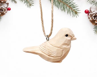 DIY Unfinished Wooden Bird Ornament | Hand Carved Rustic Decor