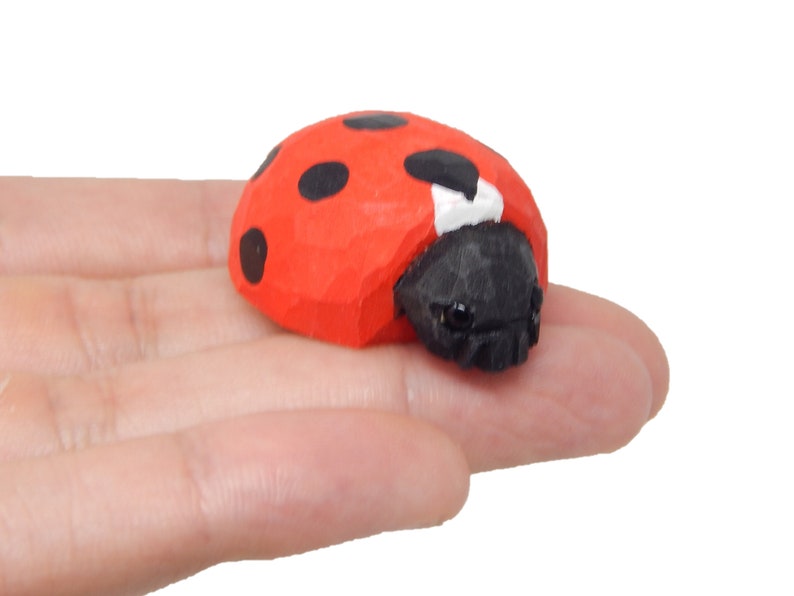 Lady Bug Figurine Statue Red Beetle Patio Miniature Garden Lawn Yard Home Decor Art zdjęcie 1