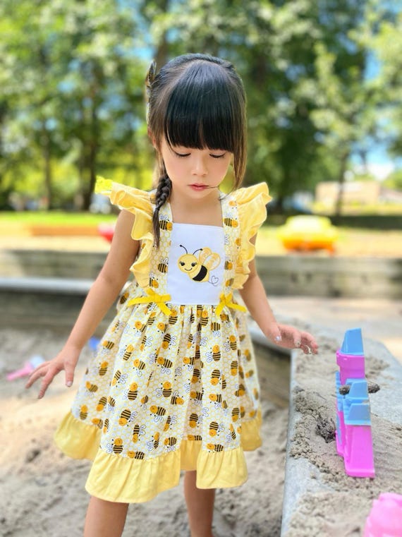 embroidered bee dress LILAMAE DRESS - LIMONCELLO