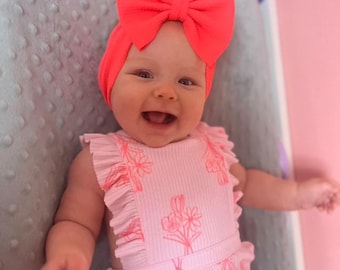 White baby headband, pink headwrap, white baby headwrap, baby headband, big bows for baby, big bow headwrap