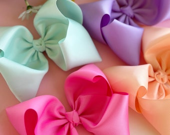 Large hair bows , boutique bows , jumbo hair bow , spring colors hair clip , pastel colors bows for girls