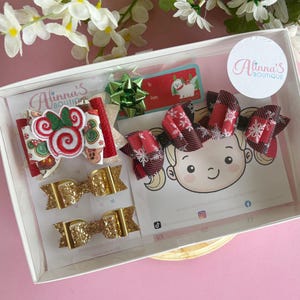 Christmas gift for girls, bows gift box, holiday gift box, box of hair bows, holidays hair accessories,birthday gift for girl