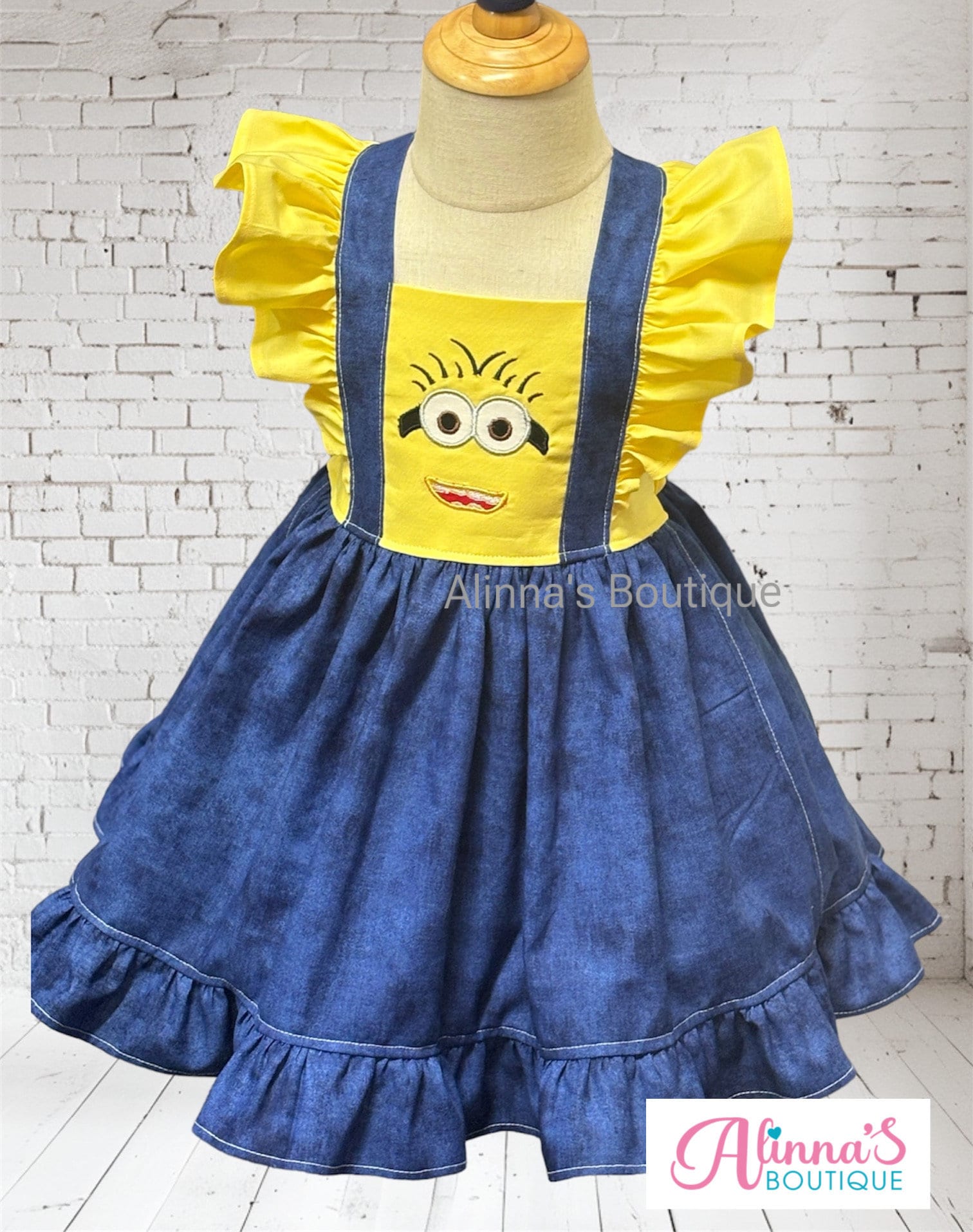 Minions dress for girl, minion costume, minion birthday party, girls minion inspired dress, despicable me inspired dress, minion baby outfit