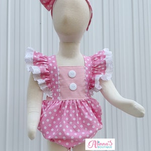 Minnie Mouse inspired baby romper, Minnie birthday party, one Minnie birthday romper,pink Minnie romper,