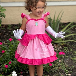 Girls princess peach dress , princess peach inspired dress , princess peach costume , princess peach toddler dress , princess peach birthday