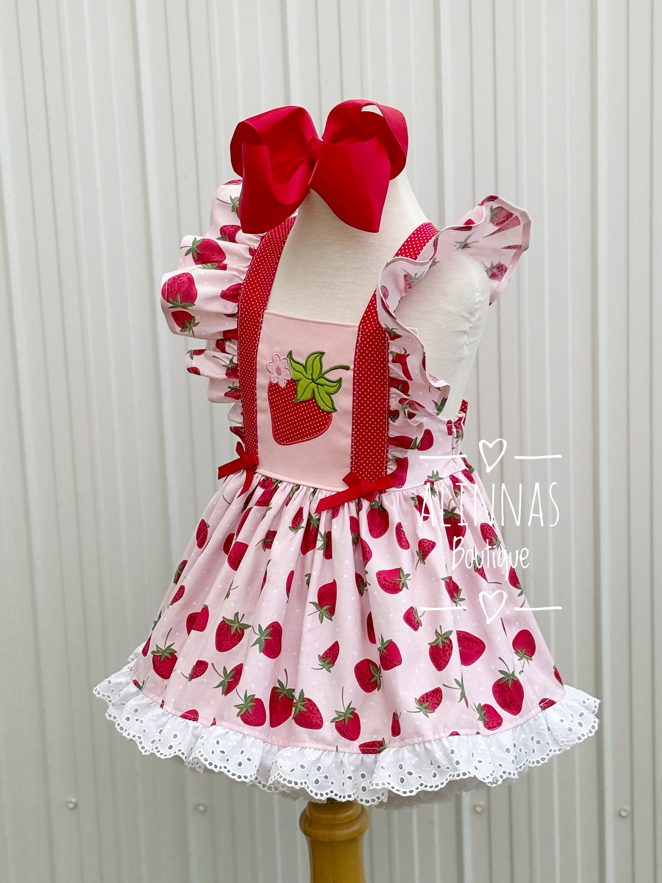 【日本製】 Strawberry Dress Strawberry With Dress Pink Girls Girl, for ワンピース