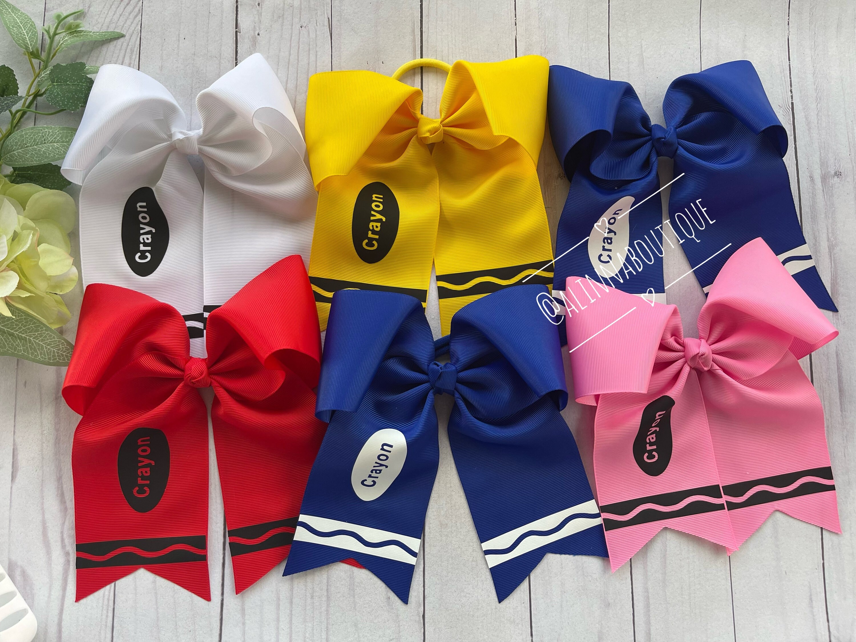 Crayon inspired hair bows , back to school bows , back to school hair bows