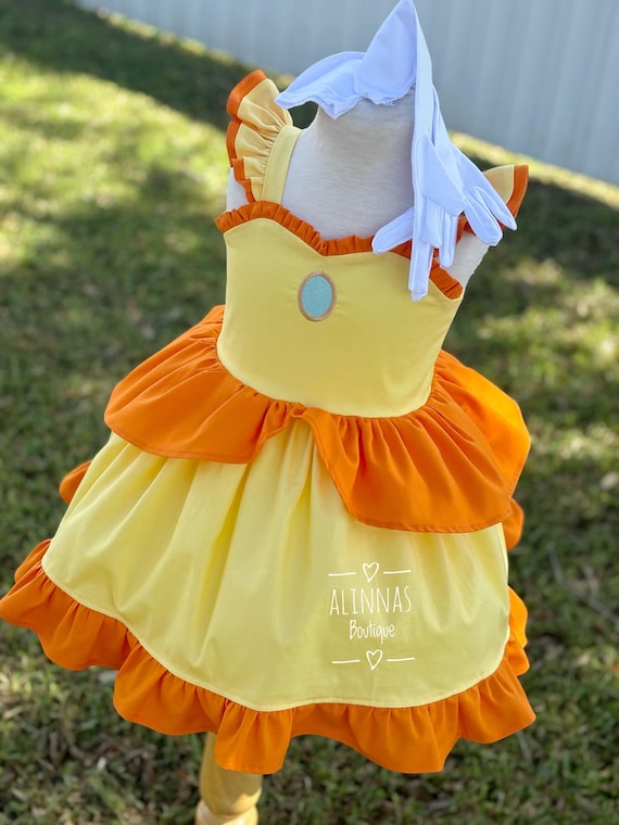 daisy princess dress Girls Princess Daisy Dress, Princess Daisy Inspired Dress, Princess Daisy  Costume, Princess Toddler Dress, Mario Princesses
