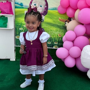 Masha dress, Masha inspired girl dress, handmade Masha costume, Masha and the bear dress, Masha birthday, Masha and bear dress