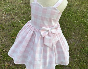 pink gingham Girl Dress, Pink Gingham Dress Toddler, barbie inspired movie dress, barbie inspired outfit,