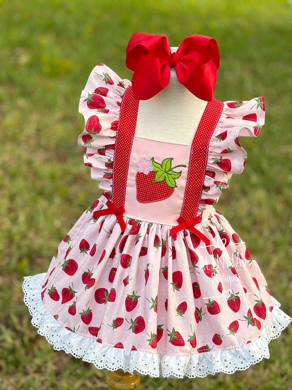 Decoration Strawberry Dress Set ピンク Strawberry Dress for Girl, Girls Pink Dress With Strawberry