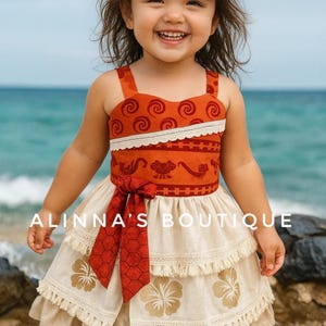 Moana inspired dress for girls, island princess birthday dress, Hawaiian costume outfit, Disney princess twirly dress, Moana birthday outfit