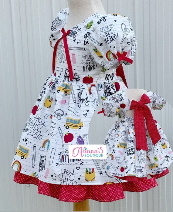 Back to school dress girl, back to school outfit, 1st day of school dress, girls back to school dress, academic toddler dress