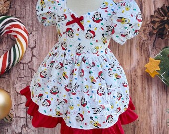 disney christmas dress Disney Inspired Christmas Dress,disney Christmas Dress for Toddler,holiday  Dress,christmas Dress for Girl,christmas Minnie Mouse Dress