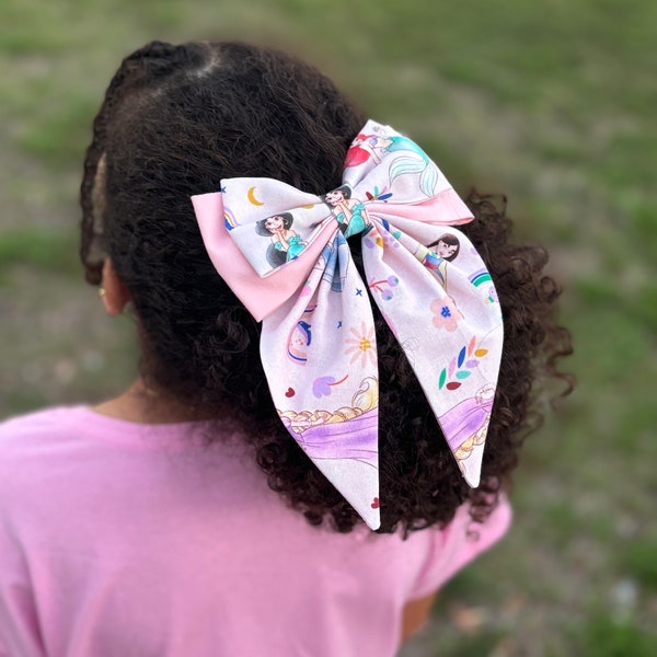 Princess Inspired hair bows, princess coquette bows for birthday party, cartoon inspired bows, princesses hair clips, character bows,