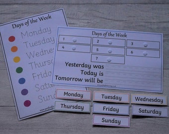 Days of the Week Ordering and Handwriting Activity