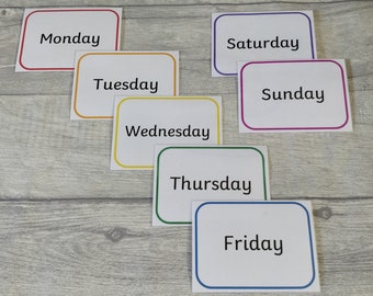 Days of the Week Rainbow Flashcards