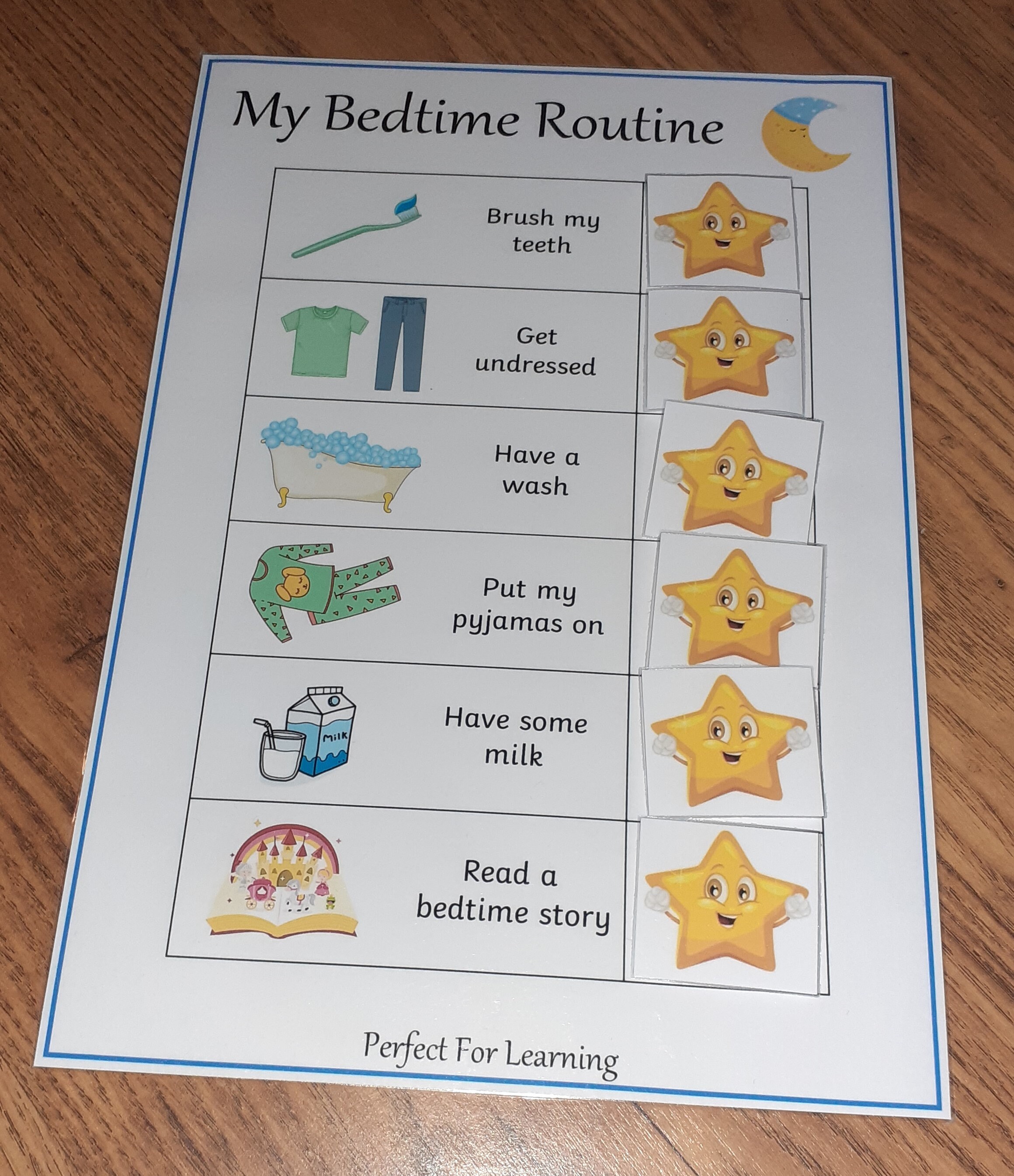 Morning/bedtime Routine Chart With Velcro Stars - Etsy UK