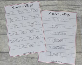 Numbers One to Twenty Handwriting Sheets