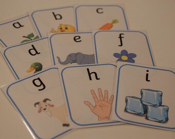 Alphabet Flashcards With Images Starting School Early Learning Reading