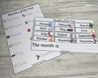 Months of the Year Ordering and Handwriting Activity