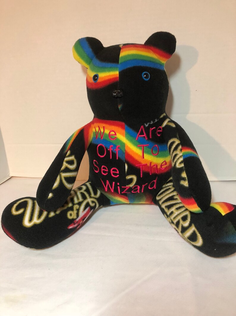 Black and Rainbow Wizard Of Oz Themed Handmade Fleece Teddy Bear