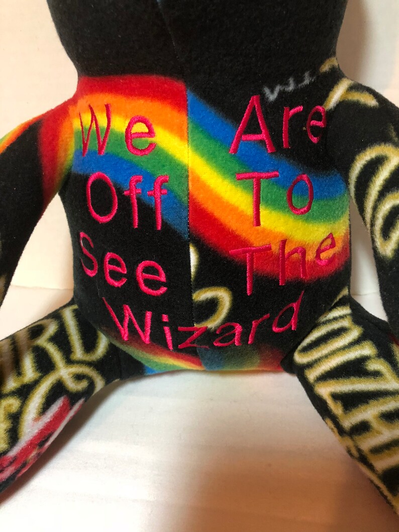 Black and Rainbow Wizard Of Oz Themed Handmade Fleece Teddy Bear