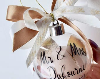 personalised mr mrs bauble first christmas as mr and mrs christmas wedding gift wedding favour christmas bauble gift for couple - Christmas Wedding Favors personalised mr mrs bauble first christmas as mr and mrs christmas wedding gift wedding favour christmas bauble gift for couple - Christmas Wedding Favors