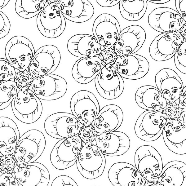 Face Flowers surreal coloring sheet
