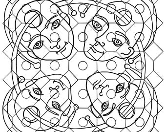 Geometric Adult Coloring Sheet, digital download, png