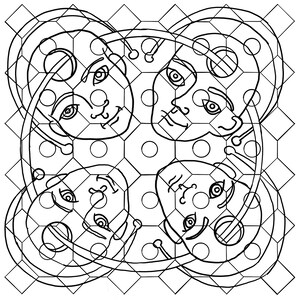 Geometrischer Ausmalbogen für Erwachsene, digitaler Download, png