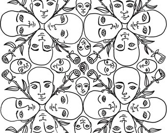 Face Rose Kaleidoscope coloring sheet