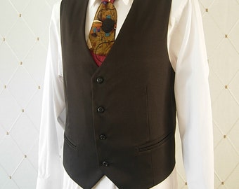 Men's Vest, Black Vest, Wedding Vest, Men's Black Wedding Vest, Groom Vest, Groomsmen Vest, Men's Waistcoat, Businessman Vest - Size L