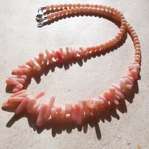 Pink coral necklace pink necklace coral stick salmon light pink peach necklace pastel gemstone layering necklace pink necklace bracelet set