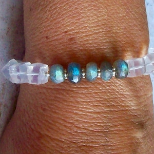 Moonstone Bracelet Labradorite Bracelet Labradorite Faceted Moonstone Bracelet Statement Bracelet BOHO Blue Flash Gemstone Sterling bracelet