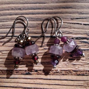 Amethyst Ruby Garnet Earrings Faceted Lavender Gemstone January February Birthday Earrings