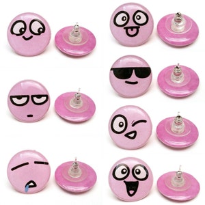 Resin Earrings - Kawaii Earrings - Womens Earrings Birthday - Mens Earrings - Girls Earrings Gift - Daughters Earrings Gift - Emoji Jewelry