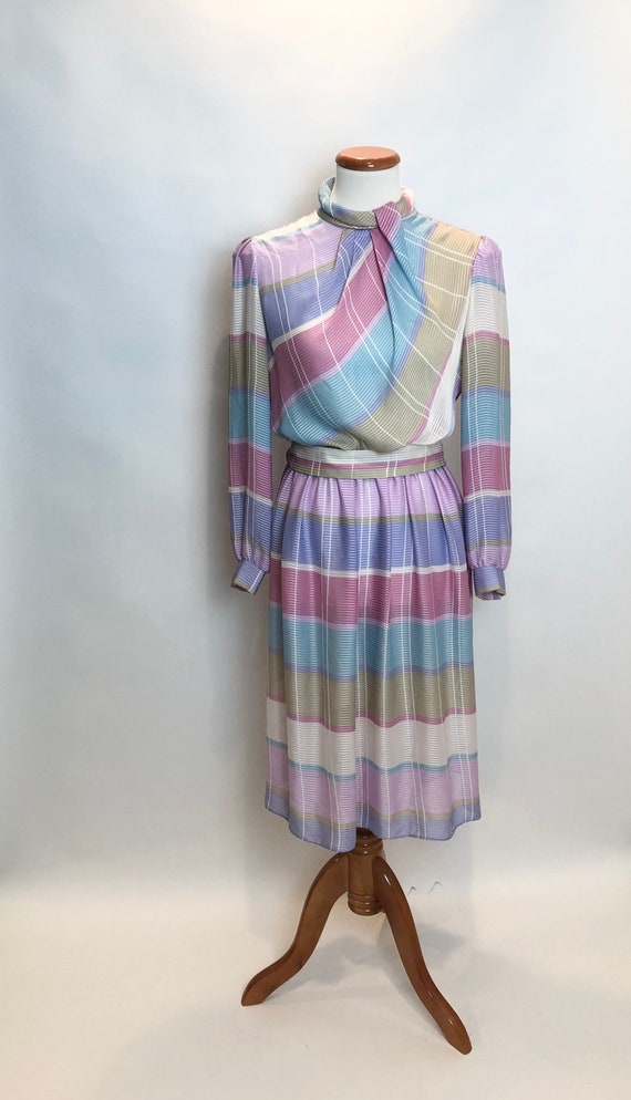 1970/1980 Mavinette Pastel Plaid Vintage Dress